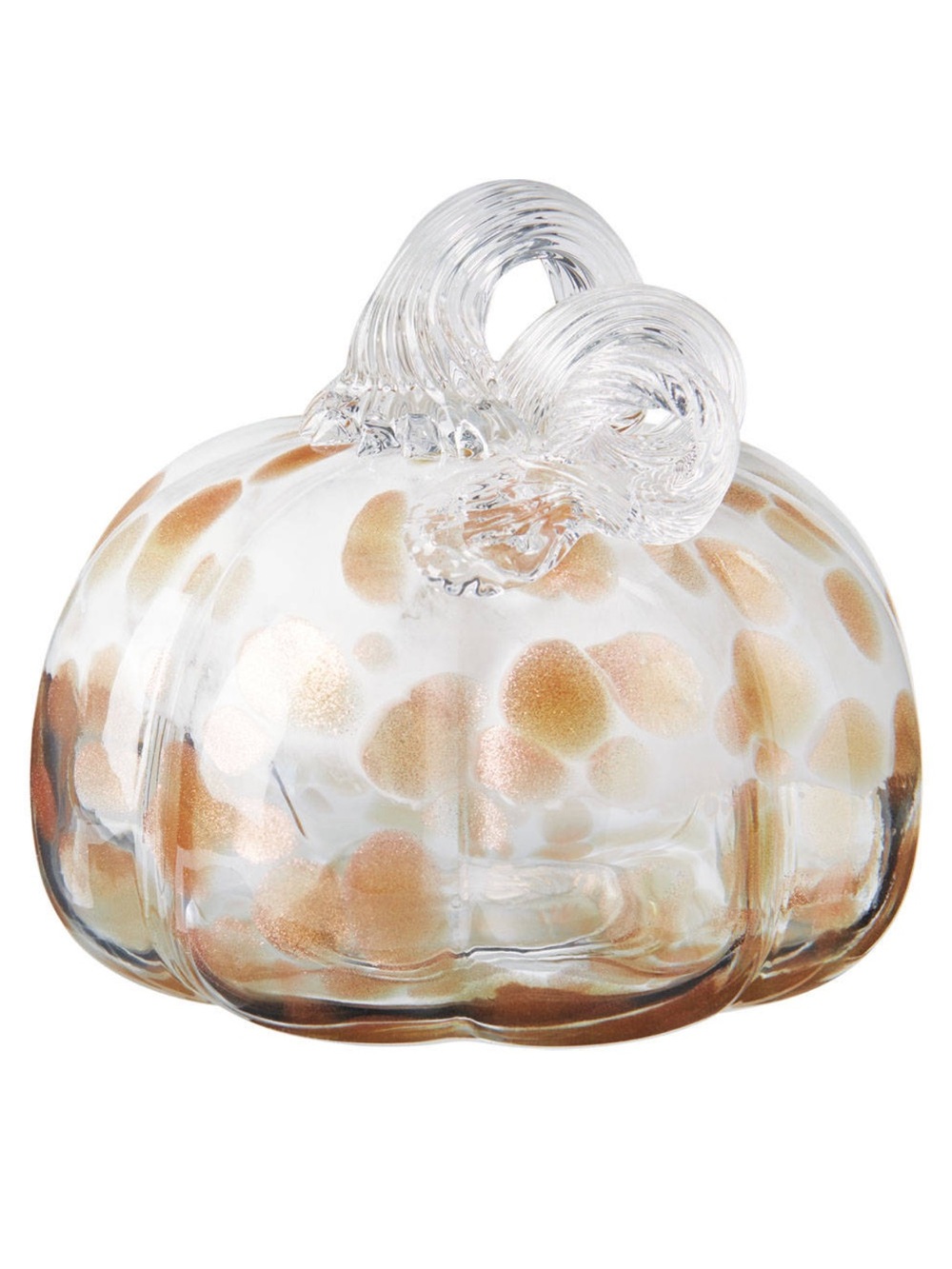 Kirkton House Handcrafted Glass Pumpkin White Bronze Thanksgiving Fall 4.8 x 6.3